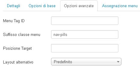 parametri menu