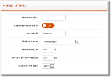 Sezione basic settings