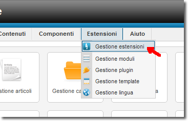 Il menu attraverso il quale è possibile accedere a 