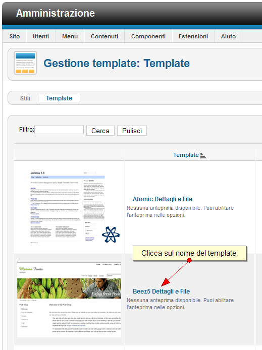 Creare una copia di un template in Joomla 2.5.5