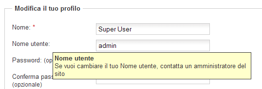 Cambio del nome utente disattivato Cambio del nome utente disattivato