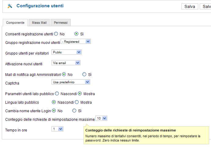 Limite di richieste cambio password