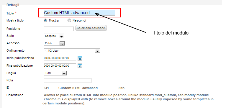 modulo testo scorrevole modulo testo scorrevole