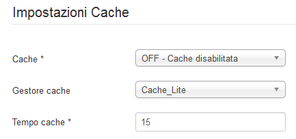 Attivazione caching