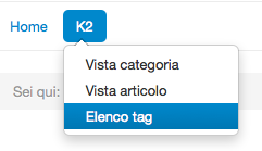 Menu link di K2 tag Menu link di K2 tag