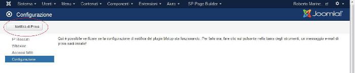 Notifica con Brute Force Stop! La notifica del plugin Brute Force Stop!