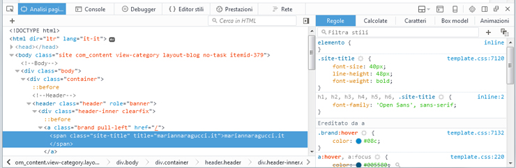 Sezione-di-Firefox-''Analizza-Elemento'' Sezione-di-Firefox-''Analizza-Elemento''