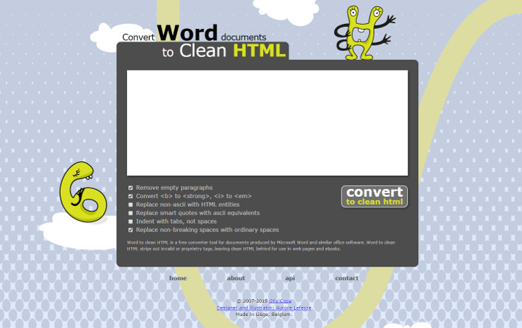 Tool online gratuito Convert Word documents to clean HTML Convert Word documents to clean HTML