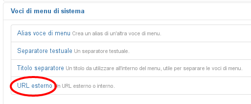 Tipo voce di menu