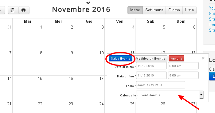 Nuovo evento
