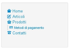 Icone menu laterale Icone menu laterale