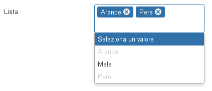 Valori multipli selezionati