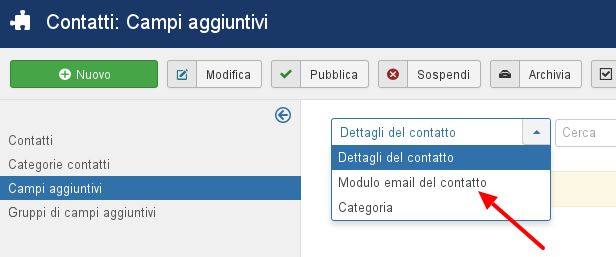 Menu a tendina