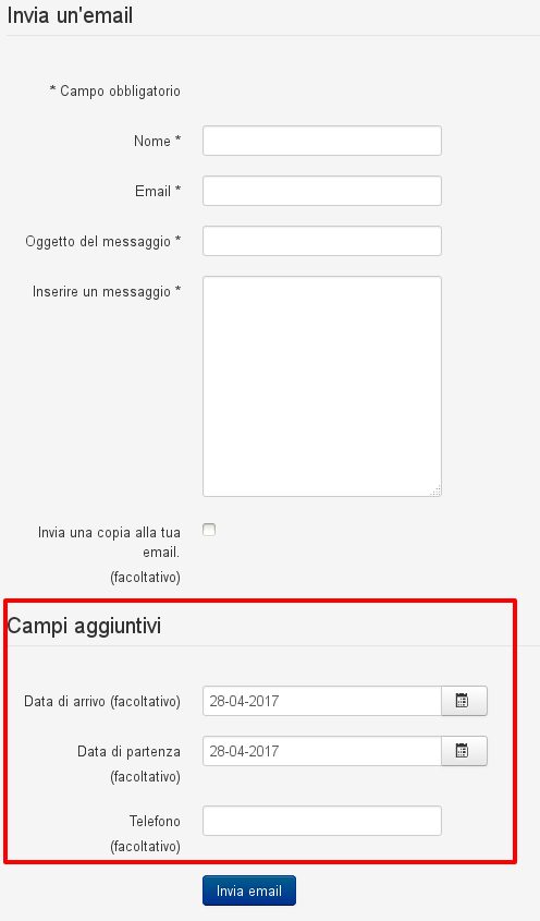 Form con campi aggiuntivi