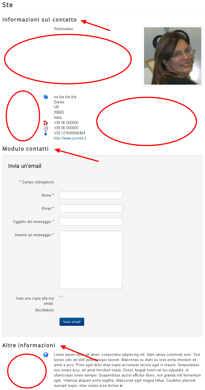 Scheda predefinita di Joomla