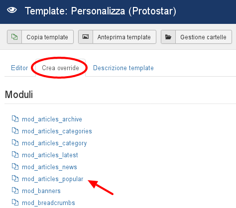 Creazione Override