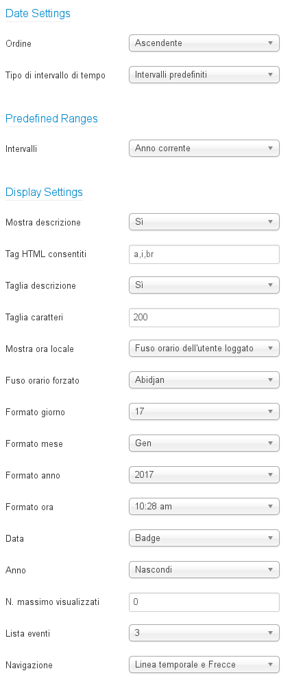 Impostazioni modulo