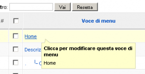 Modificare la voce di menu Home