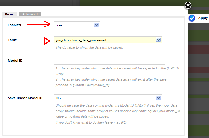 Configurazione Db basic edit_db_basic