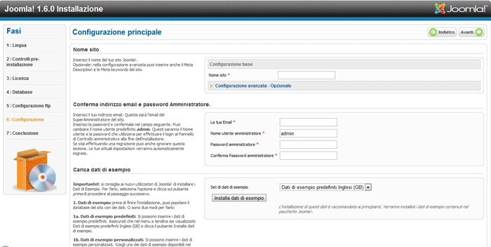 Configurazione principale Configurazione principale