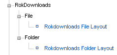 i parametri per i menù di rokdownloads