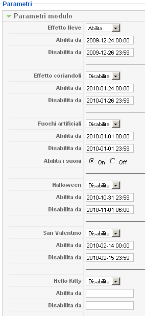 la configurazione del modulo