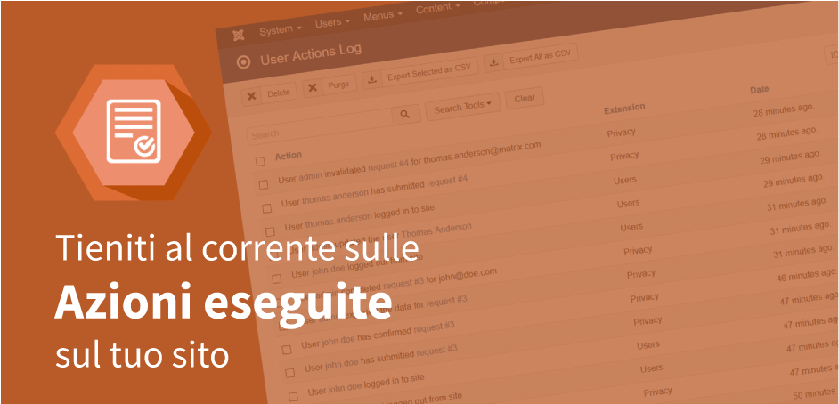 Log Azioni utente - Joomla Privacy Tool Suite