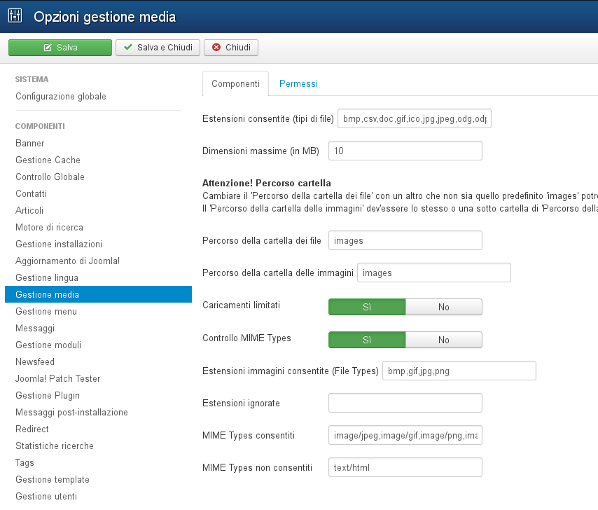 Gestione Media - Joomla.it supporto Italiano