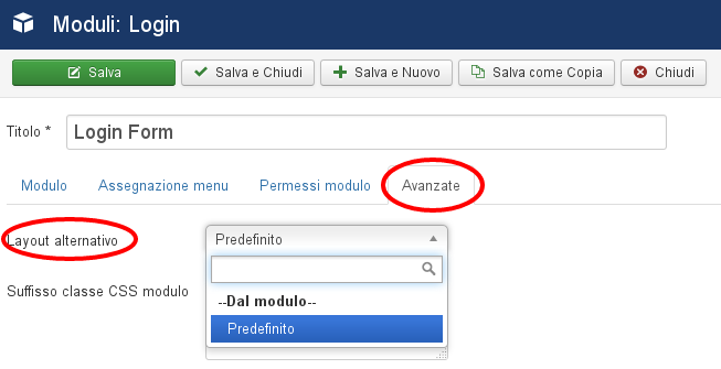 Figura 1: Layout alternativo in un modulo