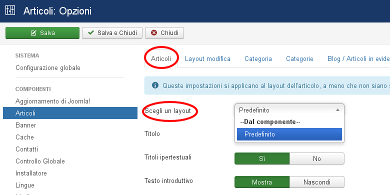 Figura 2: Scegli un layout