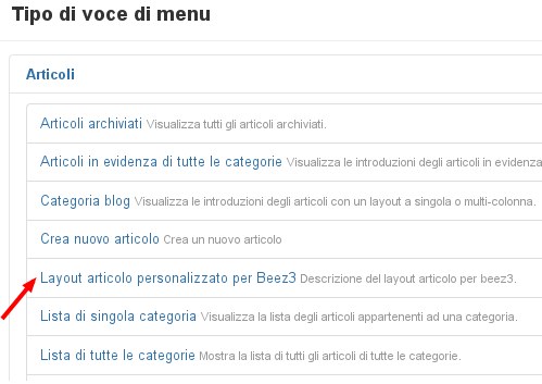 Figura 6: Layout alternativi Voci di menu
