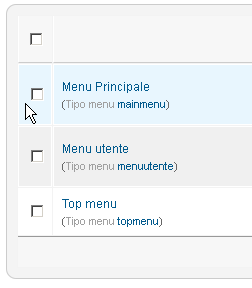 opzioni menu opzioni menu