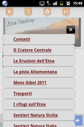 Home page del sito www.etnatracking.com - Versione Mobile Home page del sito www.etnatracking.com - Versione Mobile