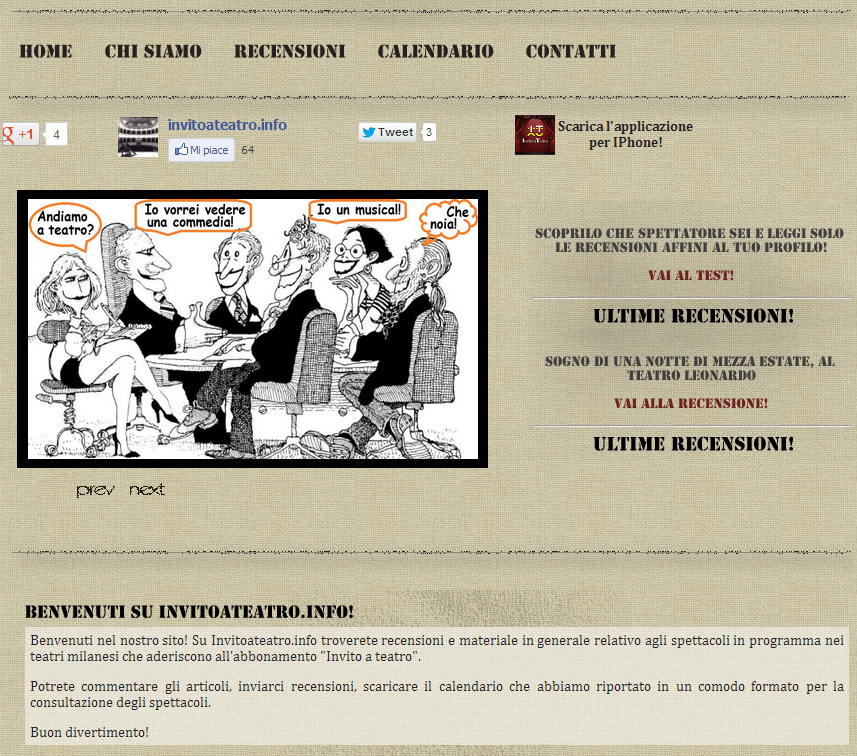 Home page del sito www.invitoateatro.info - Versione desktop Home page del sito www.invitoateatro.info - Versione desktop