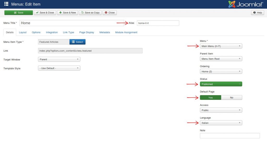 un intero sito joomla