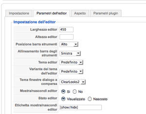 Parametri dell'editor Parametri dell'editor