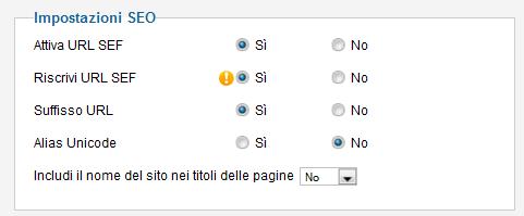 impostazioni seo joomla