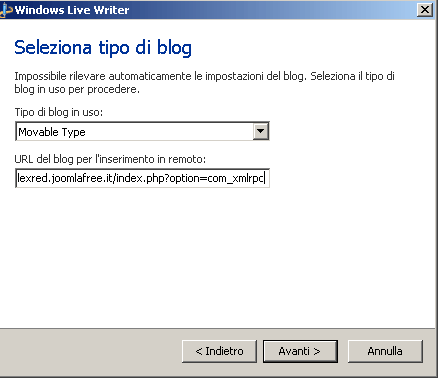 Seleziona tipo Seleziona tipo