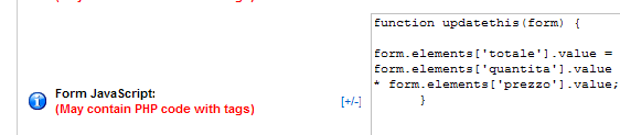 form nuovo articolo codice javascript