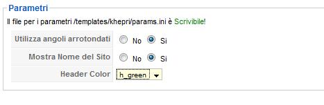 Parametri template amministrativo Parametri template amministrativo