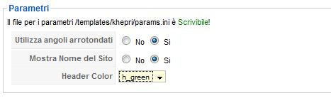 Parametri template amministrativo