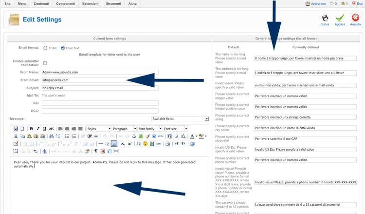 figura 6 - SmartFormer figura 6 - SmartFormer - personalizzazione opzioni form